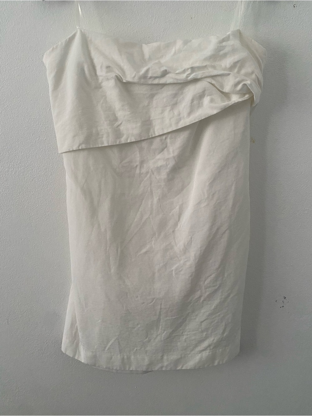 Zara White Strapless Mini Dress with Folded Neckline